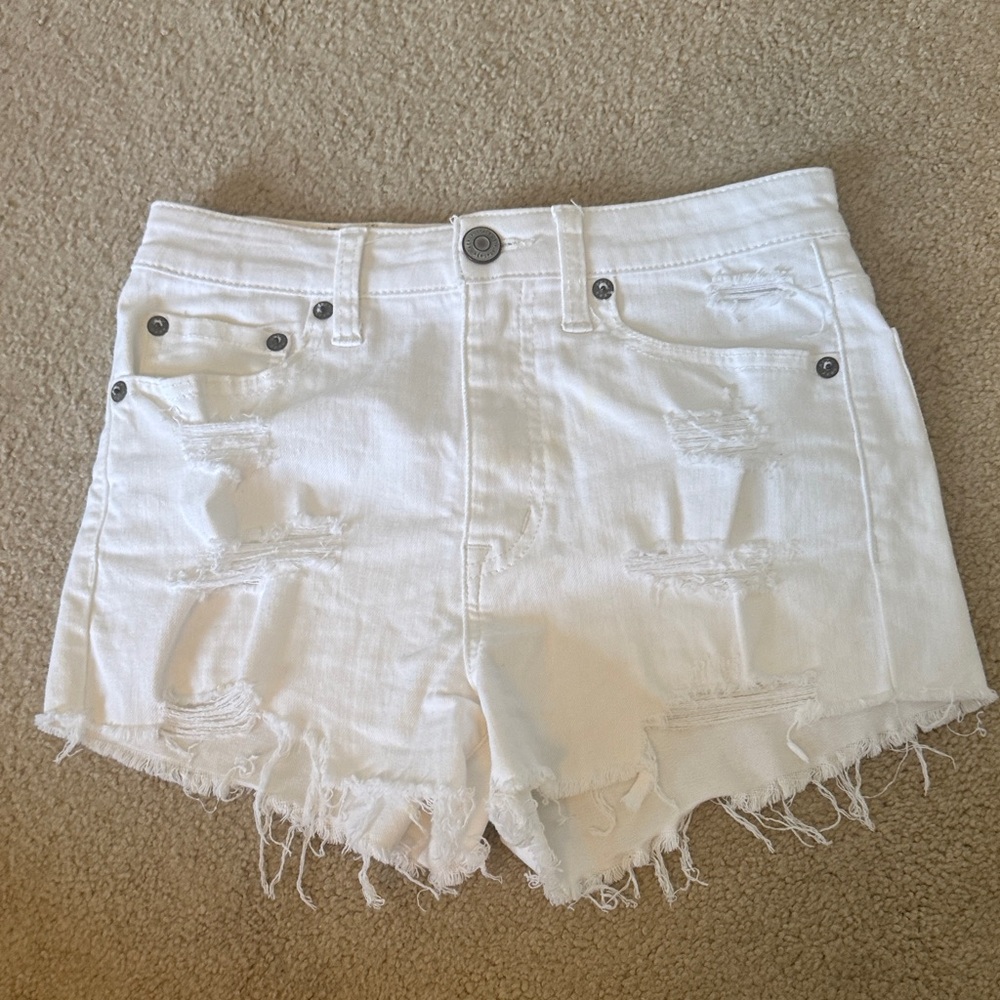 Aeropostale White Distressed Jean Shorts